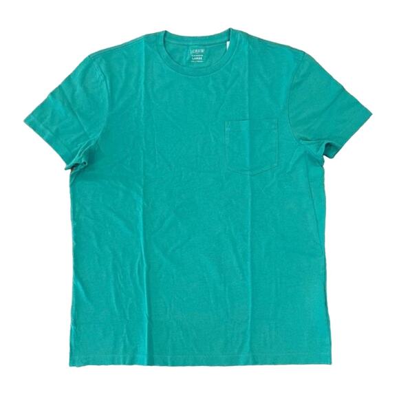 NWT J. Crew Men's Bright Patina Green Washed Jersey Pocket Tee - Picture 1 of 7